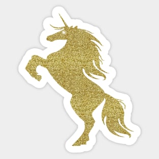 Gold Faux Glitter Magical Rearing Unicorn Sticker